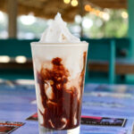 ice cream drink with chocolate syrup