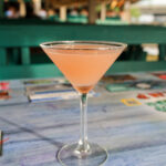 pink drink in a martini glass