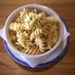 corkscrew pasta macaroni and cheese in a bowl